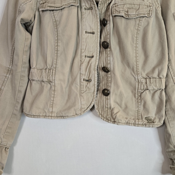 Abercrombie & Fitch Women's Size M Crop Military Tan Button Up Jacket - Picture 4 of 13